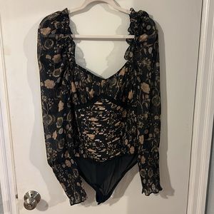 Free people black floral body suit
